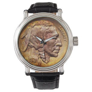 Montre Vintage Indian Head Nickel Coin Amérindien