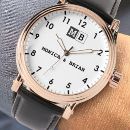 Montre Vintage minimal simple Monogram couple names