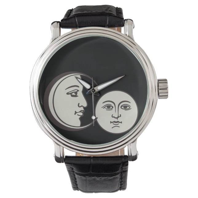 Montre vintage vieux visage et lune (devant)