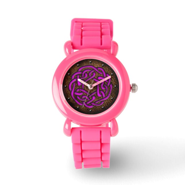 Montre Violet émaillé de noeud celtique sur art numérique (Recto)