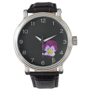 Montre Violet Fleur blanc Numéros wacna