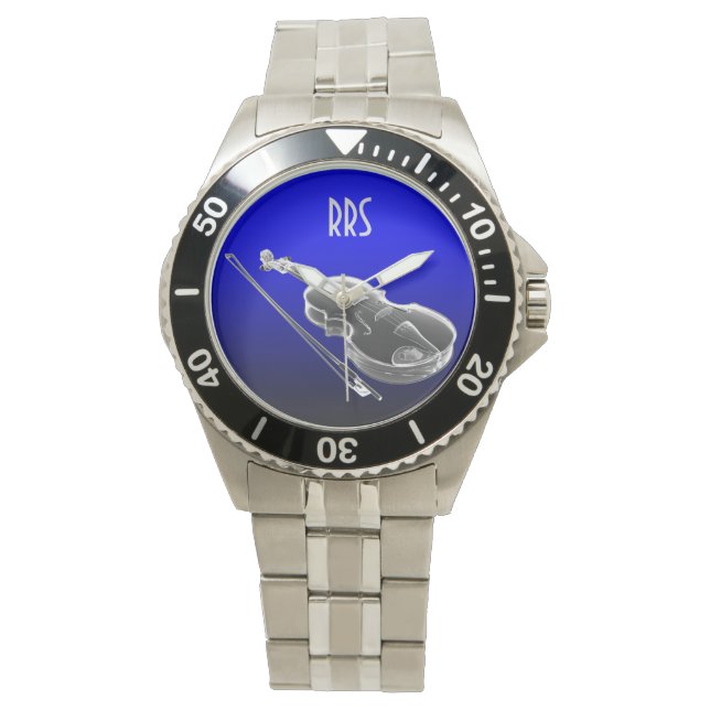 Montre Violon Viola Cello personnalisé cadeau Monogramme (devant)
