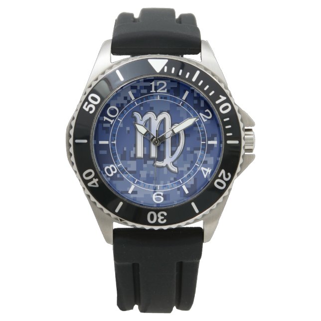 Montre Virgo Zodiac Connexion Navy Blue Digital Camo Dial (devant)