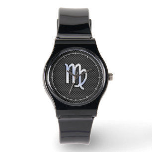 Montre Virgo Zodiac Sign on Charcoal Carbon Fiber Style
