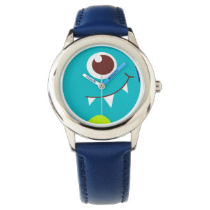 Montre Visage alien convivial aqua bleu enfants regarder