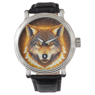 Montre Visage de Loup Radieux Illuminé par une Lumière Do