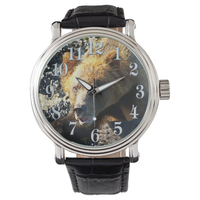 Montre Visage de l'ours grizzli côtier - Photo de la faun (devant)