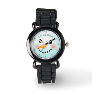 Montre Visage mignon de bonhomme de neige avec le nez de