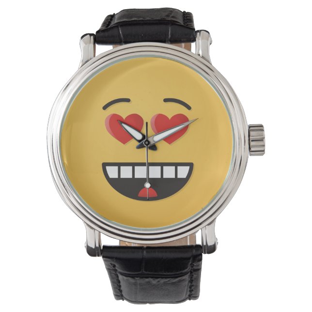 Montre Visage souriant aux yeux en forme de coeur (devant)