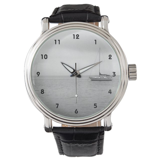 Montre Voilier noir et blanc (devant)