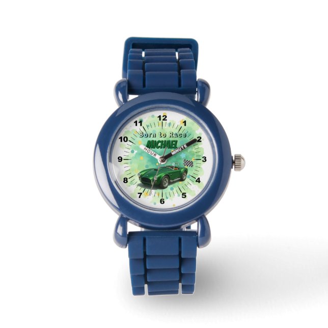 Montre Voiture de course verte de fête d'anniversaire 10  (Recto)