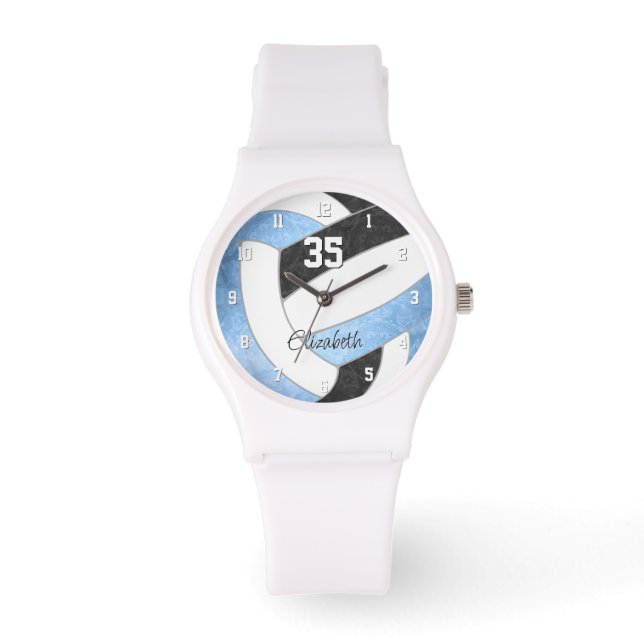 Montre volley-ball personnalisé bleu clair (Recto)