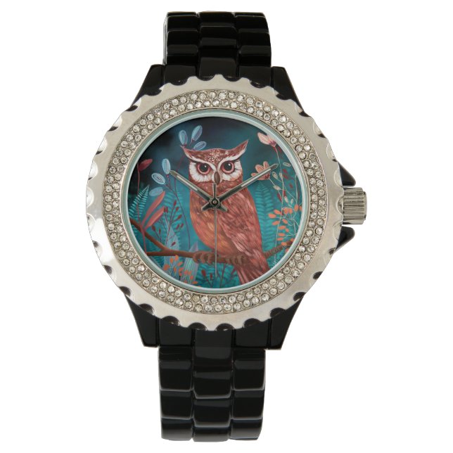 Montre Vom Künstler handillustrierte Eule – Boho Natur (devant)