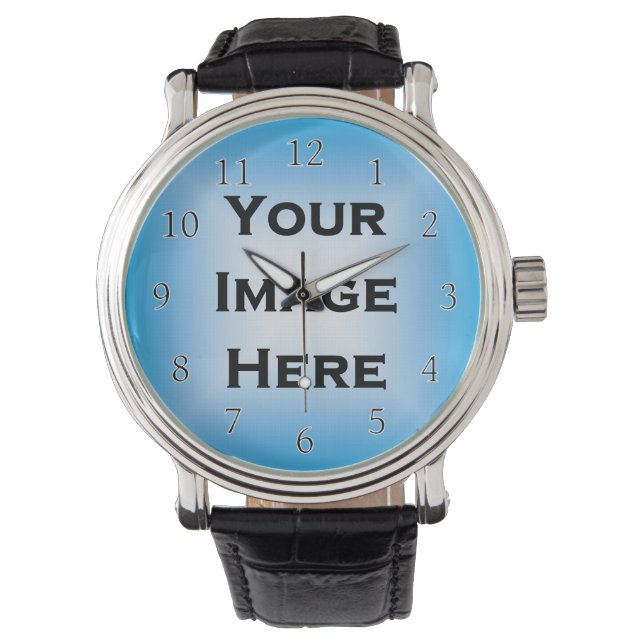 Montre Votre image Minces chiffres noirs Blancs (devant)