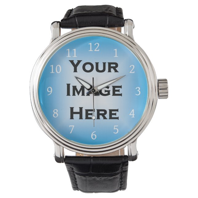 Montre Votre image Modèle de chiffres blancs légers (devant)
