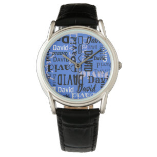 Montre VOTRE NOM Personnalisable Black Blue Watch