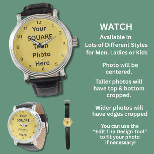 Montre Votre train Carré Photo Hommes Femmes Enfants
