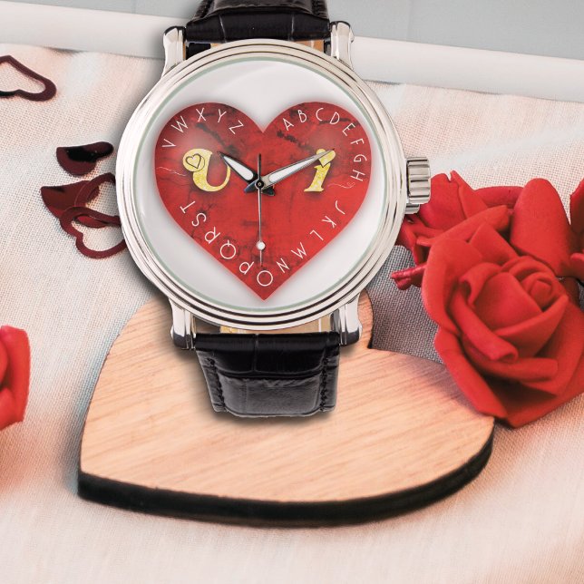 Montre Vous et moi - jeu d'alphabet sur un coeur rouge (Créateur téléchargé)