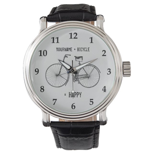 Montre Vous Plus Vélo Égal Happy Pinstripe Blanc Gris (devant)
