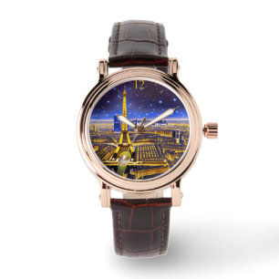 Montre Vue aérienne fantaisiste de Paris sous les étoiles