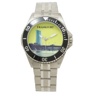 Montre Vue sur Francfort en Jaune et Bleu