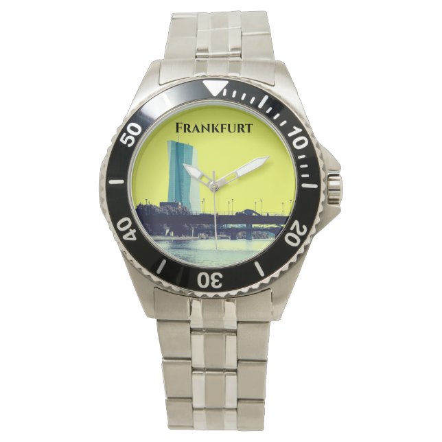 Montre Vue sur Francfort en Jaune et Bleu (devant)