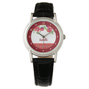 Montre Watercolor Red Poppies
