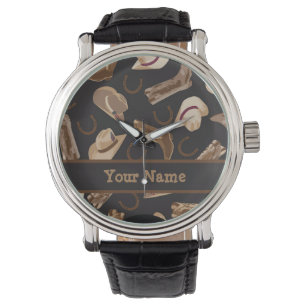 Montre Western Cowboy Boots Casquette Black Name Badge