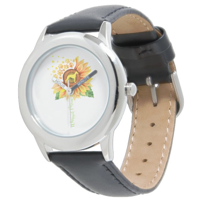Montre Whippet Mom Sunflower  | Whippet Lover (Incliné)