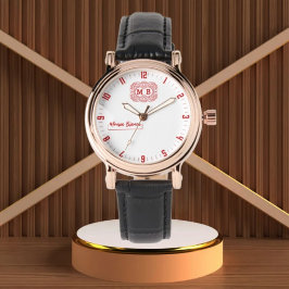 Montre White and Rose Personalized Custom Monogram Elegan