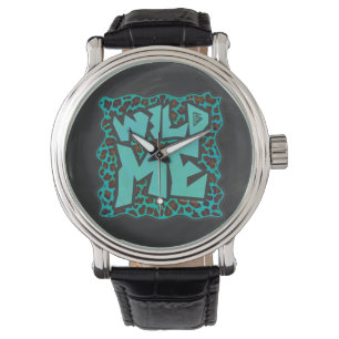 Montre Wild Me Design léopard Brown et Turquoise