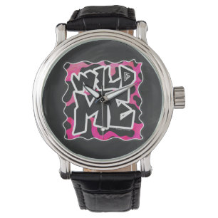 Montre Wild Me Vache rose et blanc