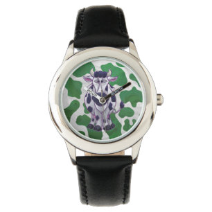 Montre Wild Me Vache Vert et blanc Imprimer