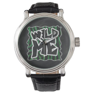 Montre Wild Me vert et noir zèbre modèle