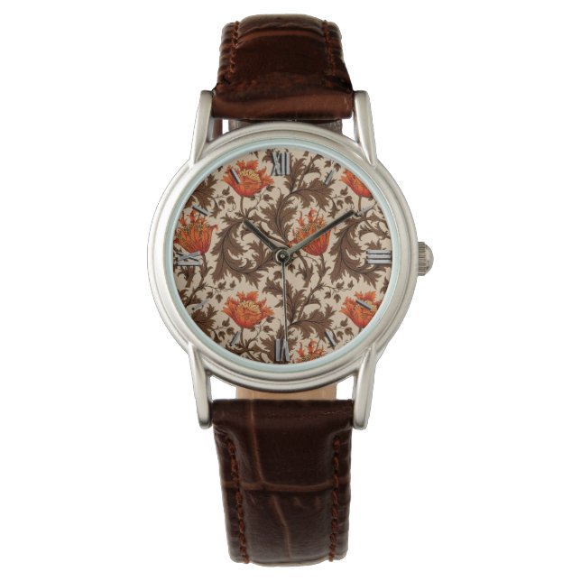 Montre William Morris Anemone, beige, Brown et rouille (devant)