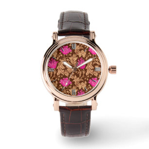 Montre William Morris Anemone, Brown et Fuchsia Pink