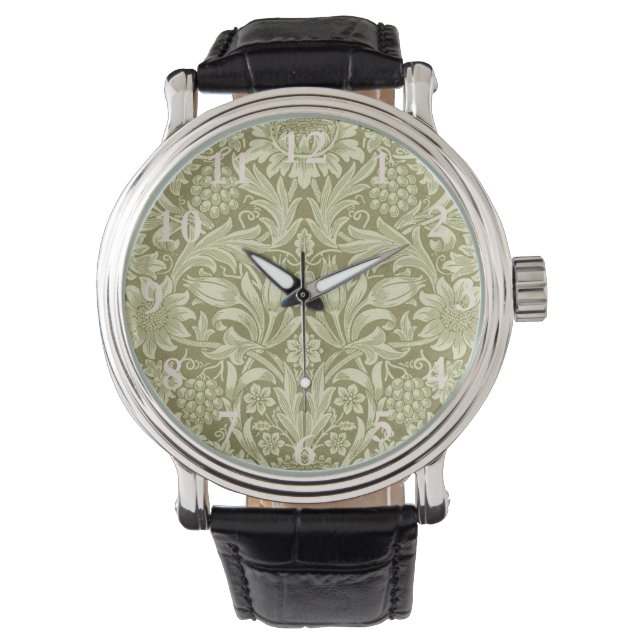 Montre William Morris Fleur verte tournesol (devant)