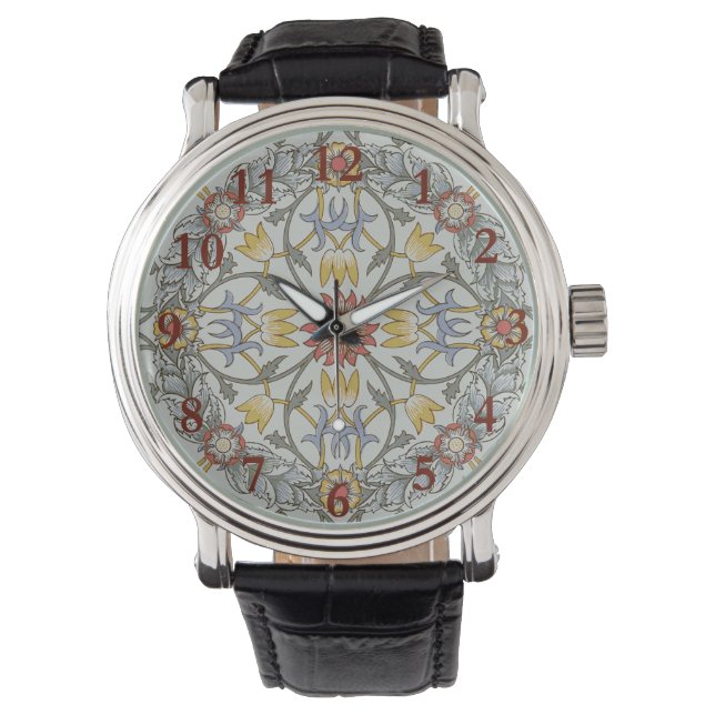 Montre William Morris Floral Circle Flower Illustration (devant)