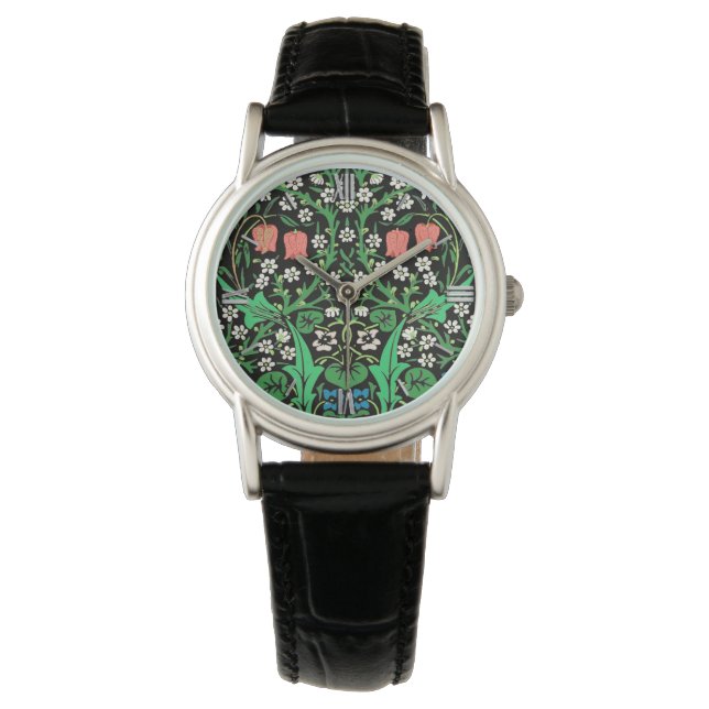 Montre William Morris Jacobean Floral, Arrière - plan noi (devant)