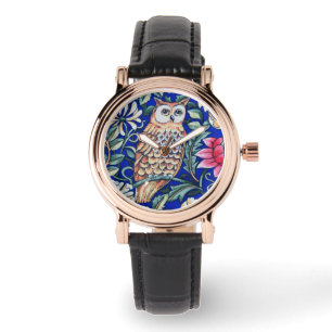 Montre William Morris Owl Tapestry, Beige et Cobalt Blue