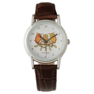Montre Wise & Cozy – Trois hiboux orange Art