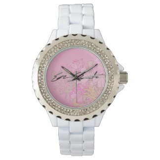 Montre Women's Rhinestone White Enamel Watch