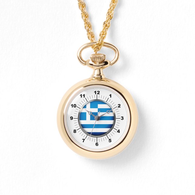 Montre Wraparound Gold Watch, Drapeau de la Grèce féminin (Recto)