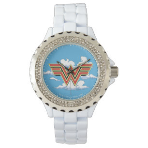 Montre WW84   Retro Comic Wonder Woman Logo Motif Cloud