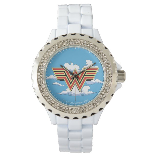 Montre WW84 | Retro Comic Wonder Woman Logo Motif Cloud (devant)