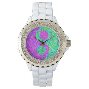 Montre Yin Violet Et Vert Et Yang Zen Fashion Watch
