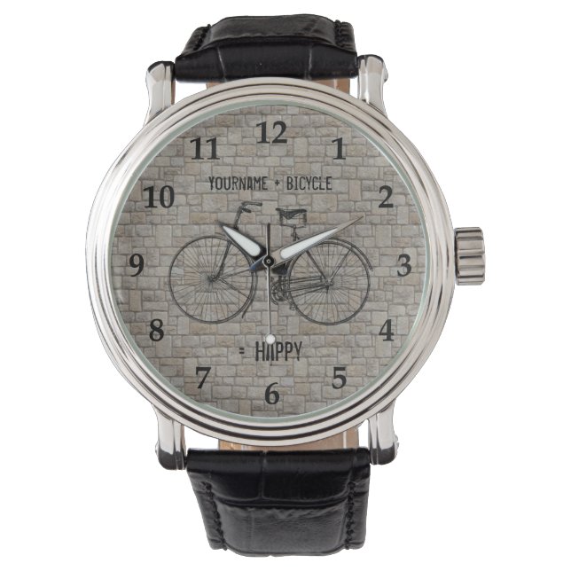 Montre You Plus Bicycle Égal Heureux briques Antiques Gri (devant)