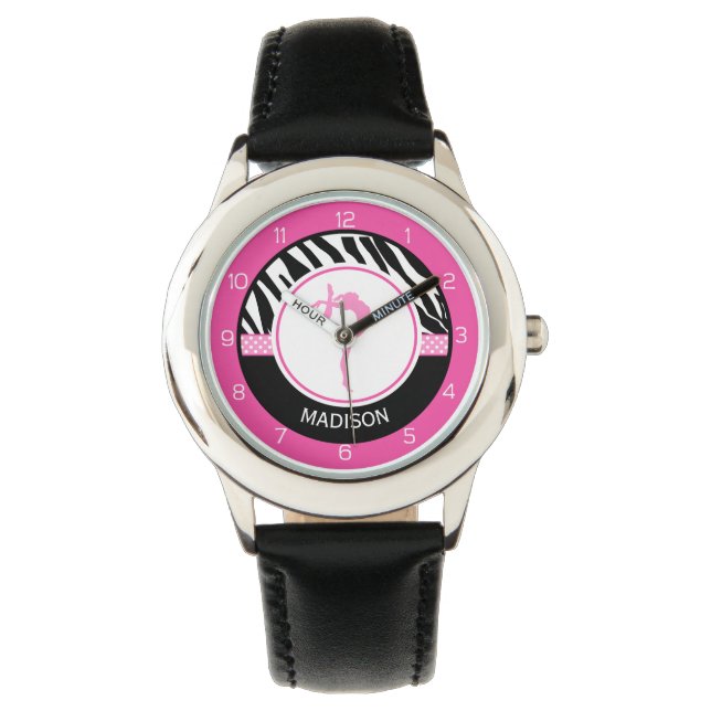 Montre Your Name Zebra Print Gymnastics with Pink Details (devant)