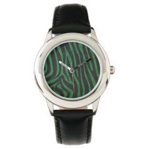 Montre Zebra Black et Green Print