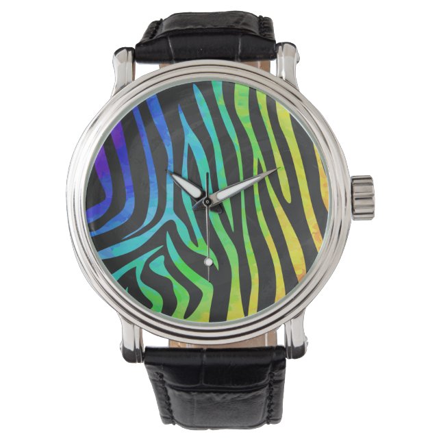 Montre Zebra Black et Rainbow Print (devant)